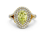 Yellow gold Double Halo Fancy Yellow Pear -Shaped Split Shank Diamond Ring with Prong Setting_15
