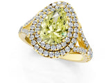 Yellow gold Double Halo Fancy Yellow Pear -Shaped Split Shank Diamond Ring with Prong Setting_16
