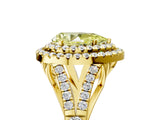 Yellow gold Double Halo Fancy Yellow Pear -Shaped Split Shank Diamond Ring with Prong Setting_20