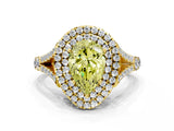 Yellow gold Double Halo Fancy Yellow Pear Cut Diamond Split Shank Engagement Ring with Four-Prong Setting_3