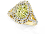 Yellow gold Double Halo Fancy Yellow Pear Cut Diamond Split Shank Engagement Ring with Four-Prong Setting_4