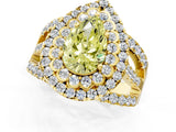 Yellow gold Double Halo Fancy Yellow Pear Cut Diamond Split Shank Pave Set Ring_4