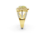 Yellow gold Double Halo Fancy Yellow Pear Cut Diamond Split Shank Pave Set Ring_5
