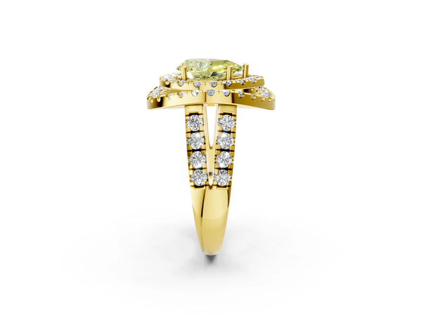 Yellow Gold Pear-Shaped Halo Engagement Ring Setting for Fancy Yellow Center - Design RJ-762
