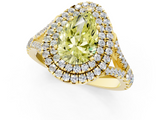 Yellow gold Double Halo Fancy Yellow Pear  Cut Diamond Split Shank Ring with Four Prong Setting_21