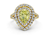 Yellow gold Double Halo Fancy Yellow Pear  Cut Pave Split Shank Prong Set Ring_15