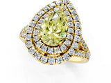 Yellow gold Double Halo Fancy Yellow Pear  Cut Pave Split Shank Prong Set Ring_16