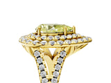 Yellow gold Double Halo Fancy Yellow Pear  Cut Pave Split Shank Prong Set Ring_20
