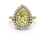 Yellow gold Double Halo Fancy Yellow Pear  Diamond Pave Band with Four-Prong Setting_46