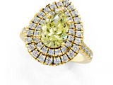 Yellow gold Double Halo Fancy Yellow Pear  Diamond Pave Band with Four-Prong Setting_47