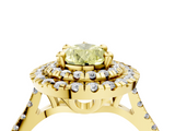 Yellow gold Double Halo Fancy Yellow Pear  Diamond Pave Band with Four-Prong Setting_50