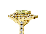 Yellow gold Double Halo Fancy Yellow Pear  Diamond Pave Band with Four-Prong Setting_51