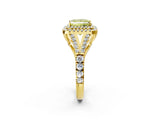Yellow gold Double Halo Fancy Yellow Princess -Shaped Split Shank Diamond Ring with Prong Setting_17