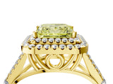Yellow gold Double Halo Fancy Yellow Princess -Shaped Split Shank Diamond Ring with Prong Setting_19