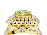 Yellow gold Double Halo Fancy Yellow Princess Cut Diamond Split Shank Pave Set Ring_7