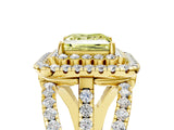 Yellow gold Double Halo Fancy Yellow Princess Cut Diamond Split Shank Pave Set Ring_8
