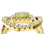 Yellow gold Double Halo Fancy Yellow Princess Cut Diamond Split Shank Prong Setting Ring_4