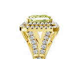 Yellow gold Double Halo Fancy Yellow Princess  Cut Diamond Split Shank Ring with Four Prong Setting_5