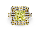 Yellow gold Double Halo Fancy Yellow Princess  Cut Pave Split Shank Prong Set Ring_15