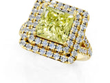 Yellow gold Double Halo Fancy Yellow Princess  Cut Pave Split Shank Prong Set Ring_16