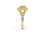 Yellow gold Double Halo Fancy Yellow Princess  Cut Pave Split Shank Prong Set Ring_17