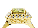 Yellow gold Double Halo Fancy Yellow Princess  Cut Pave Split Shank Prong Set Ring_19