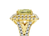 Yellow gold Double Halo Fancy Yellow Princess  Cut Pave Split Shank Prong Set Ring_20