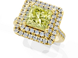 Yellow gold Double Halo Fancy Yellow Princess  Diamond Pave Band with Four-Prong Setting_18
