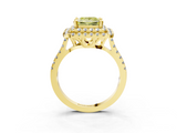 Yellow gold Double Halo Fancy Yellow Princess  Diamond Pave Band with Four-Prong Setting_20