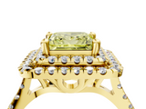 Yellow gold Double Halo Fancy Yellow Princess  Diamond Pave Band with Four-Prong Setting_21