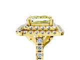 Yellow gold Double Halo Fancy Yellow Princess  Diamond Pave Band with Four-Prong Setting_22