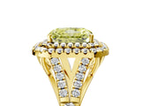 Yellow gold Double Halo Fancy Yellow Radiant -Shaped Split Shank Diamond Ring with Prong Setting_20