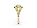 Yellow gold Double Halo Fancy Yellow Radiant Cut Diamond Split Shank Engagement Ring with Four-Prong Setting_5