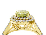 Yellow gold Double Halo Fancy Yellow Radiant Cut Diamond Split Shank Engagement Ring with Four-Prong Setting_7