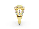 Yellow gold Double Halo Fancy Yellow Radiant Cut Diamond Split Shank Pave Set Ring_5