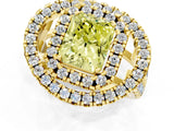 Yellow gold Double Halo Fancy Yellow Radiant Cut Diamond Split Shank Prong Setting Ring_1