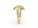 Yellow gold Double Halo Fancy Yellow Radiant Cut Diamond Split Shank Prong Setting Ring_2
