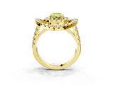 Yellow gold Double Halo Fancy Yellow Radiant Cut Diamond Split Shank Prong Setting Ring_3