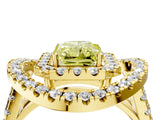 Yellow gold Double Halo Fancy Yellow Radiant Cut Diamond Split Shank Prong Setting Ring_4