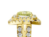 Yellow gold Double Halo Fancy Yellow Radiant Cut Diamond Split Shank Prong Setting Ring_5