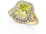 Yellow gold Double Halo Fancy Yellow Radiant  Cut Diamond Split Shank Ring with Four Prong Setting_21