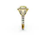 Yellow gold Double Halo Fancy Yellow Radiant  Cut Diamond Split Shank Ring with Four Prong Setting_22