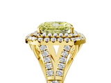Yellow gold Double Halo Fancy Yellow Radiant  Cut Diamond Split Shank Ring with Four Prong Setting_25