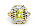 Yellow gold Double Halo Fancy Yellow Radiant  Cut Pave Split Shank Prong Set Ring_15