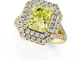 Yellow gold Double Halo Fancy Yellow Radiant  Cut Pave Split Shank Prong Set Ring_16