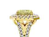 Yellow gold Double Halo Fancy Yellow Radiant  Cut Pave Split Shank Prong Set Ring_20
