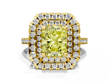 Yellow gold Double Halo Fancy Yellow Radiant  Diamond Pave Band with Four-Prong Setting_43