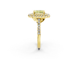 Yellow gold Double Halo Fancy Yellow Radiant  Diamond Pave Band with Four-Prong Setting_45