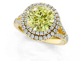 Yellow gold Double Halo Fancy Yellow Round -Shaped Split Shank Diamond Ring with Prong Setting_16