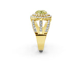 Yellow gold Double Halo Fancy Yellow Round Cut Diamond Split Shank Pave Set Ring_5